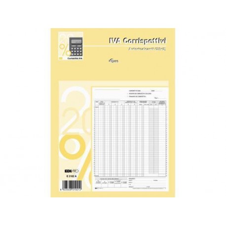 REGISTRO DEI CORRISPETTIVI 2 COPIE AUTORICALCANTI 25X2 FOGLI 2 ANNI PRIMA NOTA CORRISPETTIVI IVA 22X29 CM EDI PRO ITALY