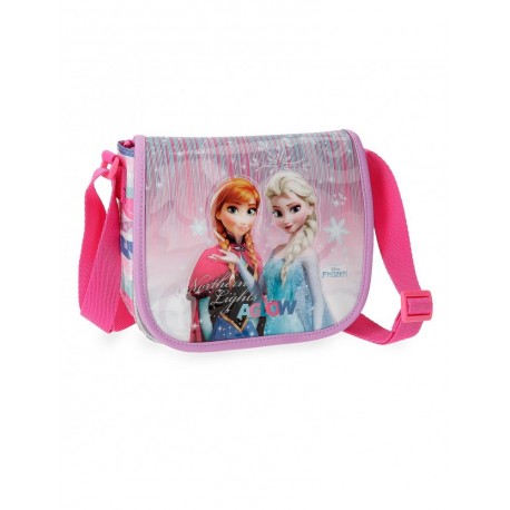 TRACOLLINA 2 TASCHE 1SOTTO PATTINA 1EST.FROZEN FANTASY FUCSIA ANNA & ELSA DISNEY ORIGINAL 17X15X4CM STAMPA PVC A RILIEVO