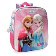 ZAINETTO ASILO FROZEN FANTASY DISNEY DISEGNO A RILIEVO LILLA/FUCSIA 23X28X10CM ZAINO CON FASCIA POSTERIORE X CARRELLINO