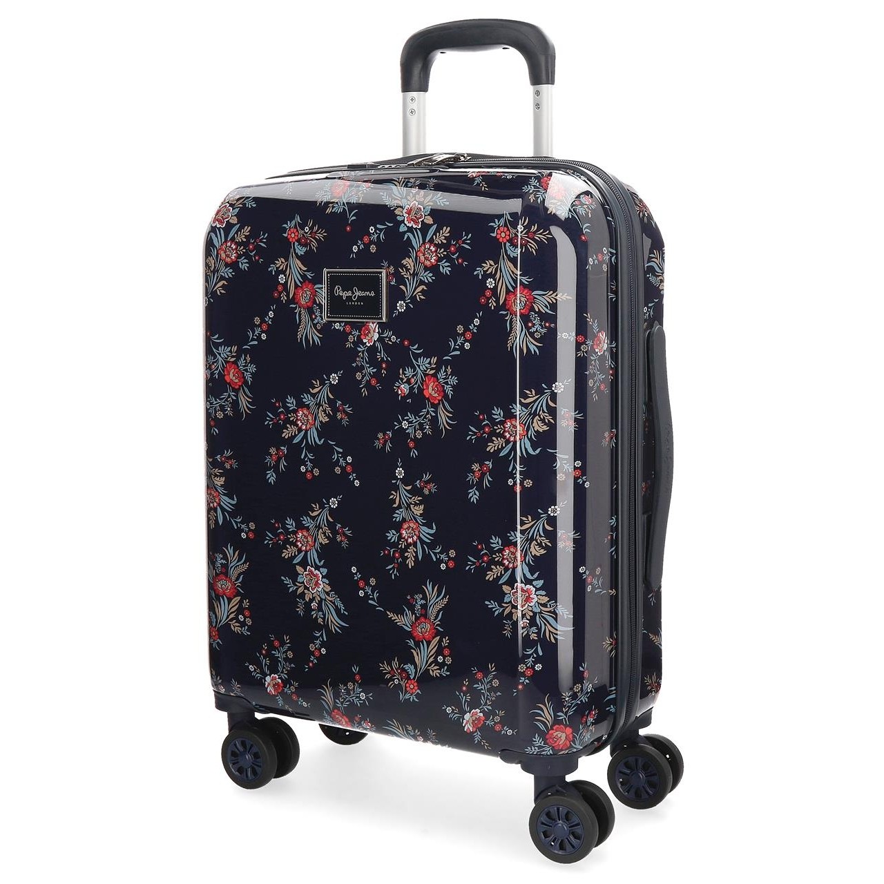TROLLEY DA VIAGGIO ABS 4 DOPPIE RUOTE EMERALD BLU FIORI PEPE JEANS LONDON  VALIGIA 40X55X20CM BAG.A MANO CHIUS.A COMBINAZ - Parole e Pensieri