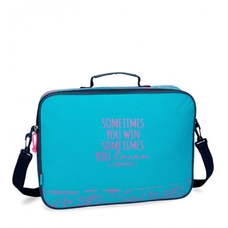 CARTELLA SCUOLA CON TRACOLLA SMILE BLU AZZURRO MOVOM 38X28X6CM 1 ZIP 1 TASCA ESTERNA CON ZIP UTILE PER VIAGGI GITE ECC.