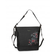 BORSA SHOPPING CON TRACOLLA LALA PEPE JEANS LONDON 28X32X14CM NERA 1 ZIP TASCA CON ZIP ESTERNA + 1 INTERNA.100%PU