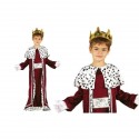 VESTITO RE MAGIO BABY 3/4 ANNI COSTUME TUNICA AMARANTO BORDATURE ARGENTO E A POIS PER TRAVESTIMENTI DI NATALE/CARNEVALE