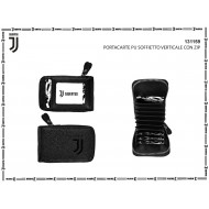 PORTACARTE DI CREDITO A SOFFIETTO FC JUVENTUS PRODOTTO UFFIC.NERO CON ZIP 12 POSTI + 2 P.DOCUMENTI 7X11X2CM 60%PVC40%PL