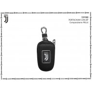 PORTACHIAVI IN VERA PELLE CON ZIP FC JUVENTUS PRODOTTO UFFICIALE 9X5X2CM NERO CON MOSCHETTONE LOGO CENTRALE IMMA ITALY