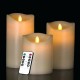 SET 3 CANDELE AVORIO LED 10/12/18X7,5CM RICOPERTA IN CERA CON TELECOMANDO FIAMMA OSCILLANTE DURA 150 ORE TIMER 30 GIORNI