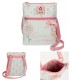 TRACOLLINA OWLS ENSÒ OIRIGINAL 1 TASCA ESTERNA CON ZIP IN SIMILPELLE ROSA E PANNA CON APPLICAZIONI 20X24CM 100%PU