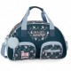 BORSA DA VIAGGIO ENSÒ LOVE & LUCKY BLU E AZZURRO A FIORELLINI ROSA CON CIONDOLO 45X28X23CM BORSONE VALIGIA CON TRACOLLA