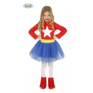 COSTUME CARNEVALE CAPITAN AMERICA SUPER EROI BIMBA 10/12 ANNI VESTITO PER FESTE E PARTY VARI 100%POLIEST. C.83215 GUIRCA