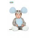 COSTUME TOPO BAMBINO VESTITO NEONATO 18-24 MESI MOUSE TOPOLINO COMPLETO DI VESTITO-CAPPUCCIO-ZAMPE-CODA