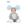 COSTUME TOPO BAMBINO VESTITO NEONATO 18-24 MESI MOUSE TOPOLINO COMPLETO DI VESTITO-CAPPUCCIO-ZAMPE-CODA