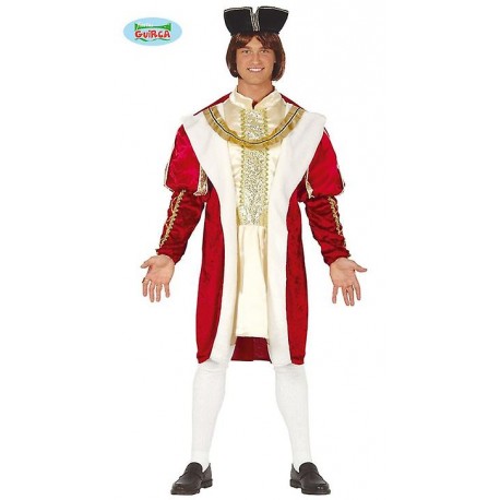 COSTUME CARNEVALE RE TG.M48/50 VESTITO E CAPPELLO PER TRAVESTIMENTI A TEMA NOBILI VENEZIANI/ROMEO/SOVRANO NO ACCESSORI