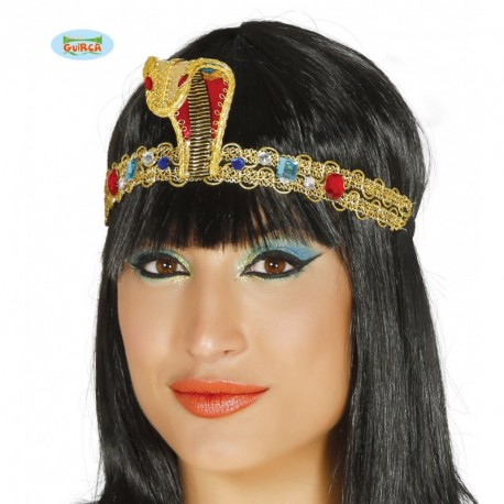 DIADEMA CON FINTI GIOIELLI E PENDENTI ORO CLEOPATRA PER TRAVESTIMENTI DI CARNEVALE SPETTACOLI PARTY A TEMA ANTICO EGITTO