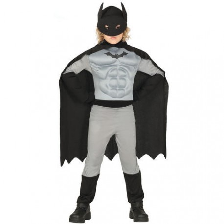 COSTUME SUPEREROE BABY3/4 ANNI VESTITO TUTA E CAPUCCIO CON MANTELLO PER TRAVESTIM.DI CARNEVALE A TEMA BATMAN NO ACCESS.