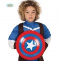 SCUDO CON STELLA CAPITAN AMERICA 32CM IN PLASTICA CON ELASTICI PER AGGANCIO AL BRACCIO.SUPEREROI TRAVESTIMENTI CARNEVALE