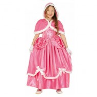 COSTUME PRINCIPESSA INVERNO 3/4 ANNI VESTITO E MANTELLO CON CAPUCCIO ROSA PER TRAVESTIMENTI DI CARNEVALE. NO ACCESSORI