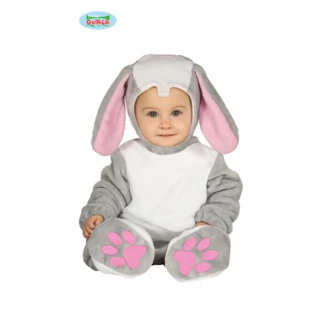 COSTUME BABY CONIGLIETTO VESTITO TUTA CON CAPUCCIO 6/12 MESI PER TRAVESTIMENTI DI CARNEVALE ANIMALI FATTORIA NO ACCESS.