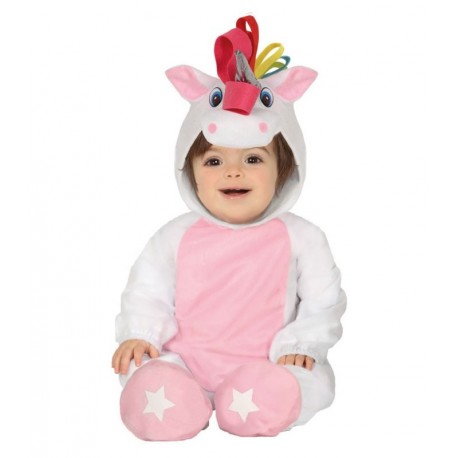 COSTUME BABY UNICORNO VESTITO TUTA CON CAPUCCIO E PIEDINI 12/24 MESI PER TRAVESTIMENTI DI CARNEVALE FIABE NO ACCESSORI