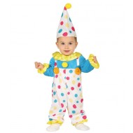 COSTUME BABY CLOWN CIRCO VESTITO PAGLIACCIO COMPL.TUTA E CAPPELLO 6/12 MESI PER TRAVESTIMENTI DI CARNEVALE NO ACCESSORI