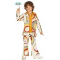 COSTUME CARNEVALE ANNI 70 HIPPIE BABY 5/6 VESTITO PER SCENE A TEMA I FIGLI DEI FIORI CAMICIA E PANTALONI NO ACCESSORI