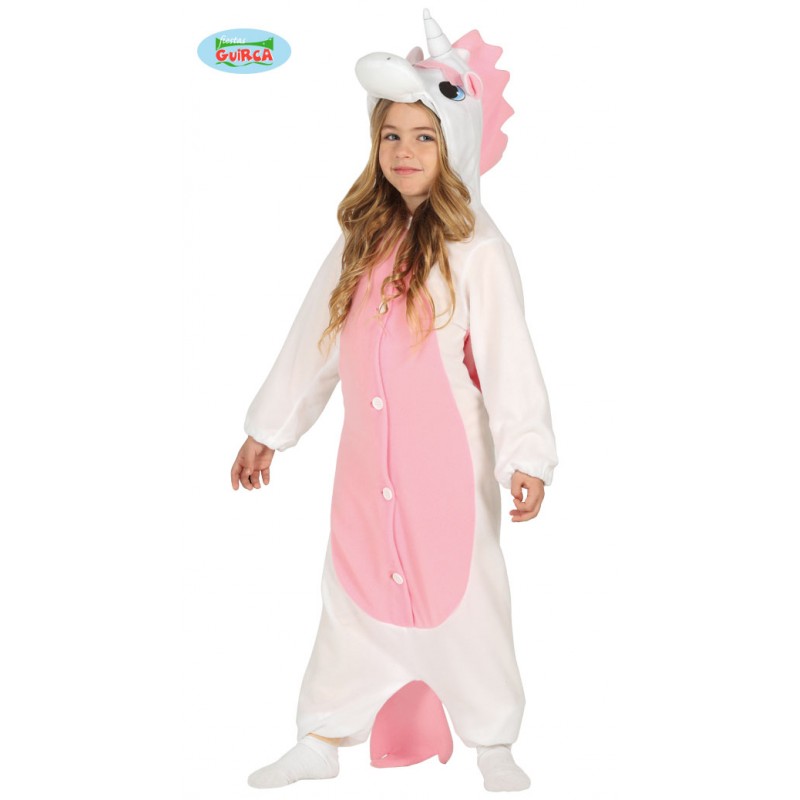 COSTUME CARNEVALE UNICORNO 7/9 ANNI VESTITO BIANCOROSA COMPLETO MONOTUTA  CON CAPUCCIO/ALI/CODA NO ACCESSORI 100%POL. - Parole e Pensieri