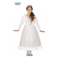 COSTUME CARNEVALE PRINCIPESSA BIANCA BAMBINA 3/4 ANNI VESTITO REGINA E DIADEMA PER TRAVESTIMENTI A TEMA FIABE NO ACCESS.