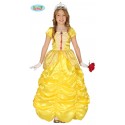 COSTUME CARNEVALE PRINCIPESSA GIALLA 5/6 ANNI VESTITO E DIADEMA TRAVESTIMENTI A TEMA BELLE LA BELLA E LA BESTIA NO ACCE.