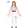 COSTUME CARNEVALE PIN UP 5/6 ANNI VESTITO ANNI 50/60 COMPLETO DI FIOCCO E CINTURA A TEMA SANDY FILM GREASE NO ACCESSORI
