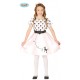 COSTUME CARNEVALE PIN UP 7/9 ANNI VESTITO ANNI 50/60 COMPLETO DI FIOCCO E CINTURA A TEMA SANDY FILM GREASE NO ACCESSORI