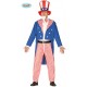 COSTUME CARNEVALE ZIO SAM MISTER AMERICA VESTITO TG M STELLE E STRISCIE COMPL.CAPPELLO/GIACCA/PAPION/PETT/PANTAL.NO ACC.