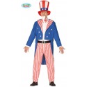 COSTUME CARNEVALE ZIO SAM MISTER AMERICA VESTITO TG M STELLE E STRISCIE COMPL.CAPPELLO/GIACCA/PAPION/PETT/PANTAL.NO ACC.
