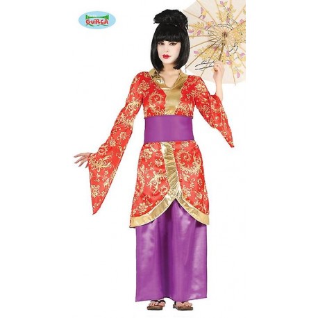 COSTUME CARNEVALE DONNA GIAPPONESE GEISHA VESTITO TG.M38/40 COMPLETO E CINTURA PER TRAVESTIMENTI A TEMA NO ACCESS.