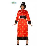 KIMONO COSTUME CINESE DONNA VESTITO E CINTURA PER TRAVESTIMENTI DI CARNEVALE SPETTACOLI A TEMA ORIENTALE CINA NO ACCESS.