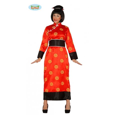 KIMONO COSTUME CINESE DONNA VESTITO E CINTURA PER TRAVESTIMENTI DI CARNEVALE SPETTACOLI A TEMA ORIENTALE CINA NO ACCESS.