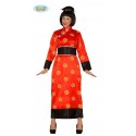 KIMONO COSTUME CINESE DONNA VESTITO E CINTURA PER TRAVESTIMENTI DI CARNEVALE SPETTACOLI A TEMA ORIENTALE CINA NO ACCESS.