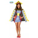 COSTUME CARNEVALE REGINA DI CARTE DA GIOCO VESTITO CAPPELLO E MANTELLOTG.L42/44 DONNA ADULTA NO ACCESSORI 100% POLIEST.