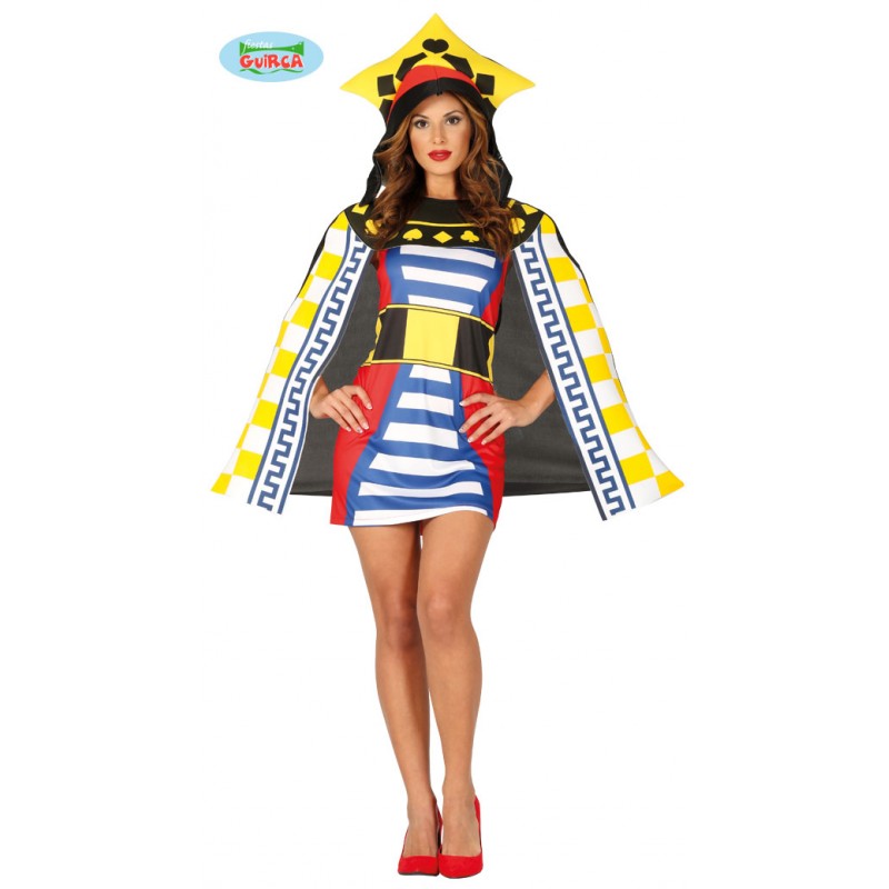 COSTUME CARNEVALE REGINA DI CARTE DA GIOCO VESTITO CAPPELLO E  MANTELLOTG.L42/44 DONNA ADULTA NO ACCESSORI 100% POLIEST. - Parole e  Pensieri