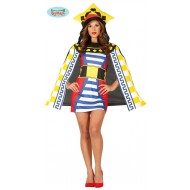 COSTUME CARNEVALE REGINA DI CARTE DA GIOCO VESTITO CAPPELLO E MANTELLOTG.M38/40 DONNA ADULTA NO ACCESSORI 100% POLIEST.