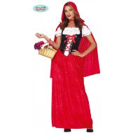 COSTUME CARNEVALE CAPUCCETTO ROSSO ADULTA TG.L42/44VESTITO/CAPUCCIO PER TRAVESTIMENTI FIABE DEL BOSCO 100%POL.NO ACCESS.