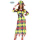 COSTUME CARNEVALE ARLECCHINO DONNA TG.L 42/44 VESTITO ARLECCHINA COMPLETO CAPPELLO E CINTURA 100%POLIEST.NO ACCESSORI