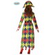 COSTUME CARNEVALE ARLECCHINO DONNA TG.L 42/44 VESTITO ARLECCHINA COMPLETO CAPPELLO E CINTURA 100%POLIEST.NO ACCESSORI