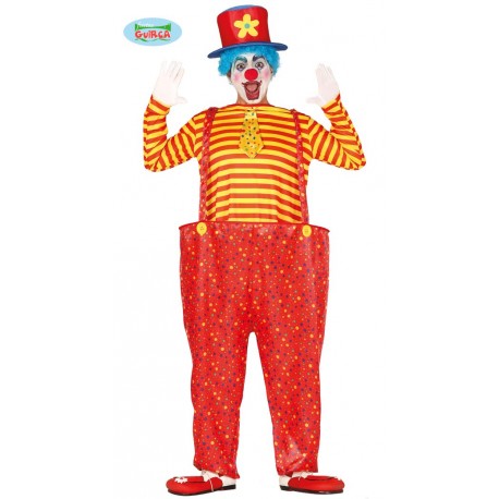 VESTITO CARNEVALE CLOWN PAGLIACCIO TG.L52/54 COSTUME COMPLE.CAPPELLO/NASO/GUANTI/T-SHIRT CON CRAVATTA/PANTALO.NO ACCESS.