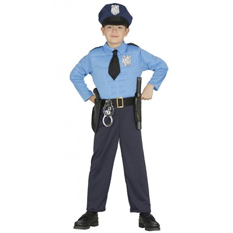 COSTUME CARNEVALE POLICE BAMBINO 7/9 ANNI VESTITO COMPLETO PANTALONI/CAMICIA/CINTURA/CAPPELLO/PISTOLA COD.82731 GUIRCA