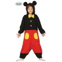 COSTUME CARNEVALE TOPOLINO 5/6 ANNI PIGIAMA TUTONE CON CAPUCCIO PER TRAVESTIMENTI A TEMA MICKEY MOUSE NO ACCESSORI