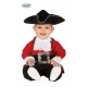 COSTUME CARNEVALE PIRATA BABY 6/12 MESI VESTITO INTERO E CAPPELLO PIRATA NEONATO COLORE NERO/ROSSO/BIANCO NO ACCESSORI