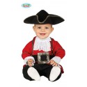 COSTUME CARNEVALE PIRATA BABY 6/12 MESI VESTITO INTERO E CAPPELLO PIRATA NEONATO COLORE NERO/ROSSO/BIANCO NO ACCESSORI