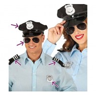 SET POLIZIA 4 PEZZI CAPPELLO/OCCHIALI/SPALLINE/DISTINTIVO PER TRAVESTIMENTI DI CARNEVALE E SCENE A TEMA POLIZIESCO USA