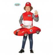 COSTUME CARNEVALE PILOTA AUTO DA CORSA BAMBINO 5/6 ANNI VESTITO COMPLETO CAPPELLO E MAGLIA CON MACCHINA NO ACCESSORI