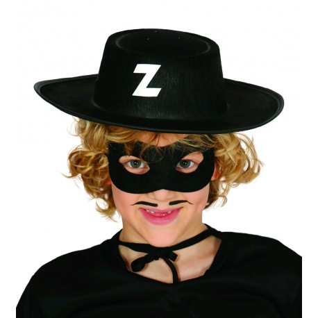 CAPPELLO BANDITO NERO PER BAMBINO SOMBRERO NERO PER TRAVESTIMENTI DI CARNEVALE SCENE E PARTY A TEMA ZORRO COD.13560