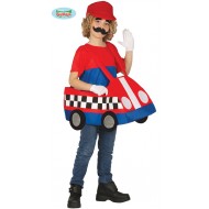 COSTUME AUTO IDRAULICO 7/9 ANNI VESTITO CARNEVALE COMPLETO DI CAPPELLO CAMICIA E MACCHINA NO PANTALONI NO ACCESSORI